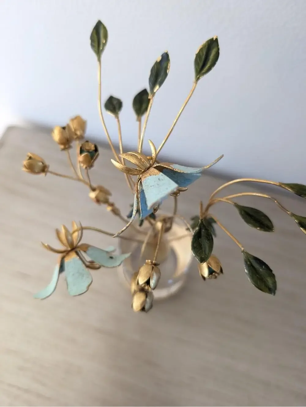 Vintage Jane Hutcheson For Gorham Fleurs Des Siecles Enamel Metal Flower Lucite